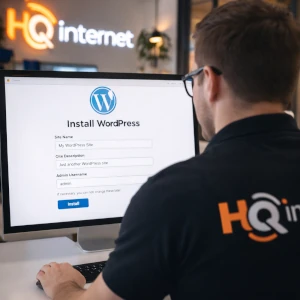 HQinternet supportmedewerker installeert WordPress voor een klant